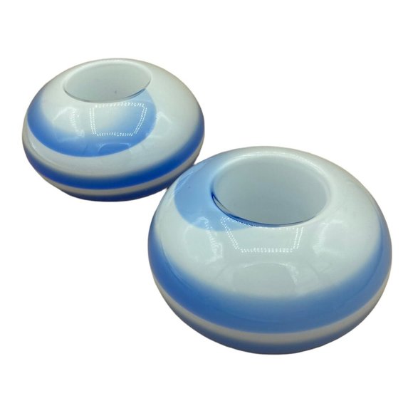 PartyLite Other - PartyLite Art Glass Blue And White Swirled Candle Holders